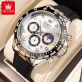 OLEVS 2875 Men's Watches Moon Phase Waterproof Business Classic Three Eyed Dial Quartz Watch for Man Genuine Date Wristwatch.