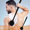 Silicone Bath Brush Long Handle Double-Sided Extended Bathing Scrubbing Massage Brush Back Scrubber for Men and Women.