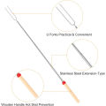 5Pcs Marshmallow Roasting Sticks Extendable 32in Long Metal Barbecue Skewers with Wooden Handle Outdoor Camping Fire Pit Sticks.