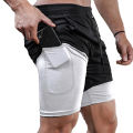 Men's Double Layer Fitness Shorts Drawstring Mesh Lining Elastic Waist Breathable Quick Dry to Beach Pool Summer Male. 
