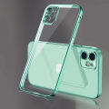 Luxury Plating Square Frame Silicone Transparent Case on For iPhone 11 12 13 14 15 Pro Max X XR XS Max 7 Plus Clear Back Cover.