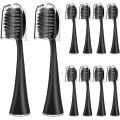 10pcs Replacement Brush Heads for Original Burst Pro Sonic Electric Toothbrush Soft Charcoal Bristles Refill with Dust Cover Cap.