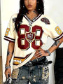 Plus size women's clothing 2025 new V-neck digital printed T-shirt pullover top essential for daily wear.
