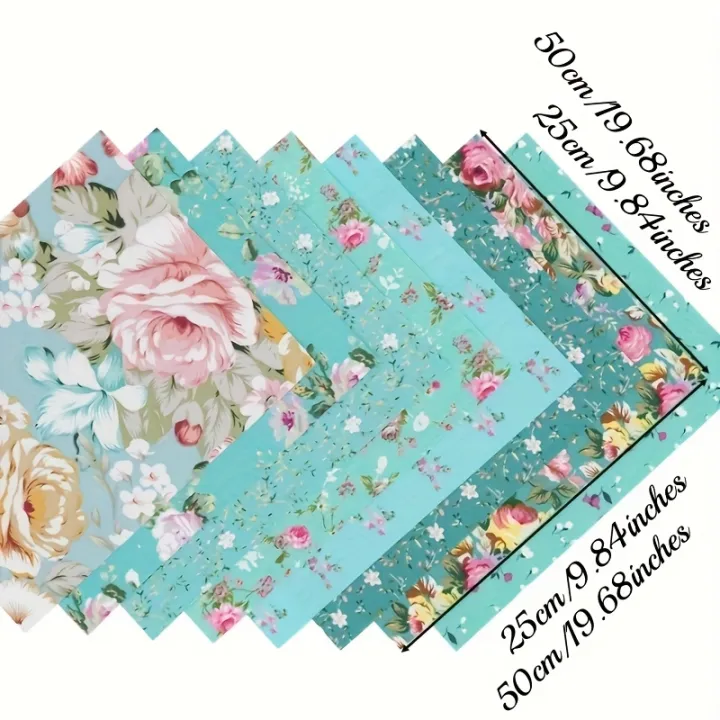 8pcs/Lot%20Green%20Series%20Printed%20Decorative%20Cotton%20Fabric,Patchwork%20Cloth,Doll%20Needlework%20Cloth,DIY%20Sewing%20Quilting%20Material,suitab%20-%20Image%203