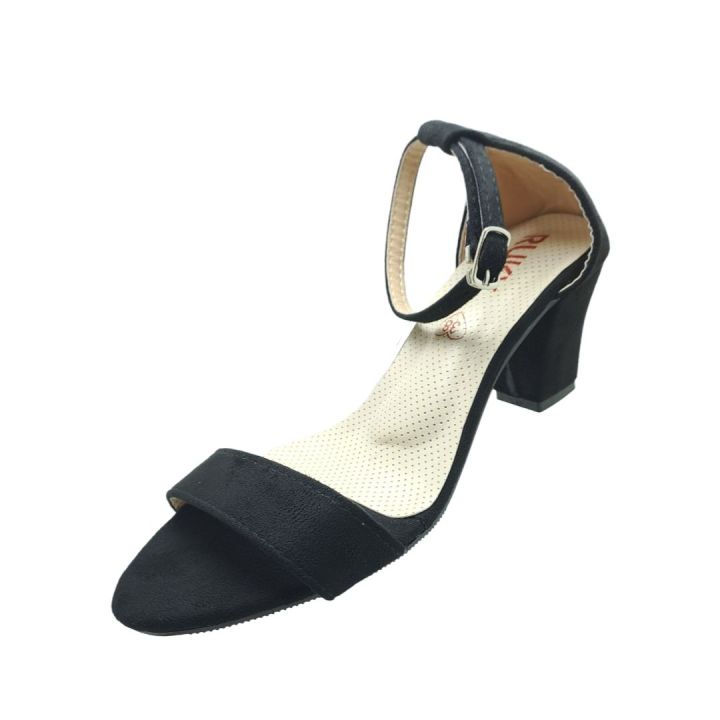 Ladies black strapy ankle strap heel womens shoes