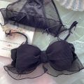 New Japanese Bras Lolita Girls Folds Bow Lovely Underwear Set Mesh Sweet Rimless Bra Comfortable Sweet Cute Bralette Sets. 