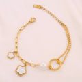 316L Stainless Steel Shell Flower Pendant Bracelet For Women Gold Pearl Bracelet Color Shell Charms Chain Bracelets Jewelry. 