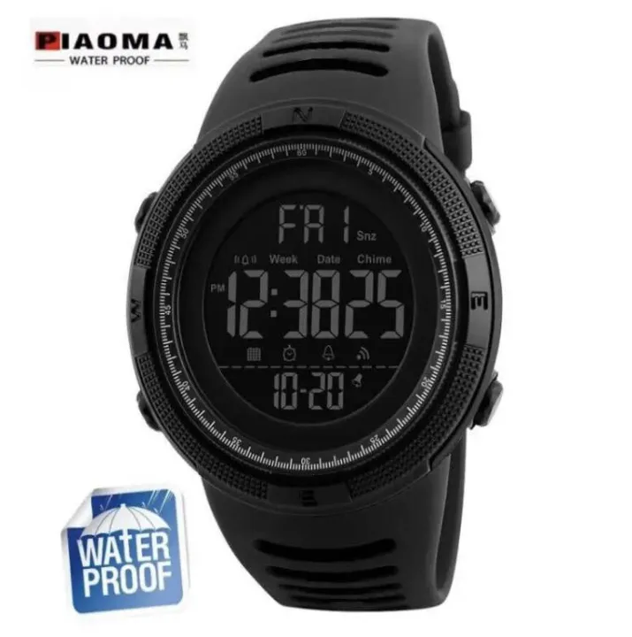 Piaoma Waterproof Digital Black Watch For Men