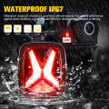Car Rear LED Tail Lights For Jeep Wrangler CJ TJ YJ 1998-2006 Universal "X"Shape Design Smoked 12v Drl Modified Brake Tail lamp. 