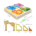 Montessori Animal Jigsaw Puzzle Hand Grasping Nesting Board Wooden Shape Sorting Puzzle Sensory Toys Learning Educational Toys. 