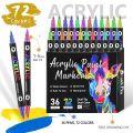 24/48/72 Colors Acrylic Paint Markers,Dual Tip Pens With Dot Tip and Brush Tip for Rock Painting,Wood,Ceramic,Fabric,Canvas,DIY. 