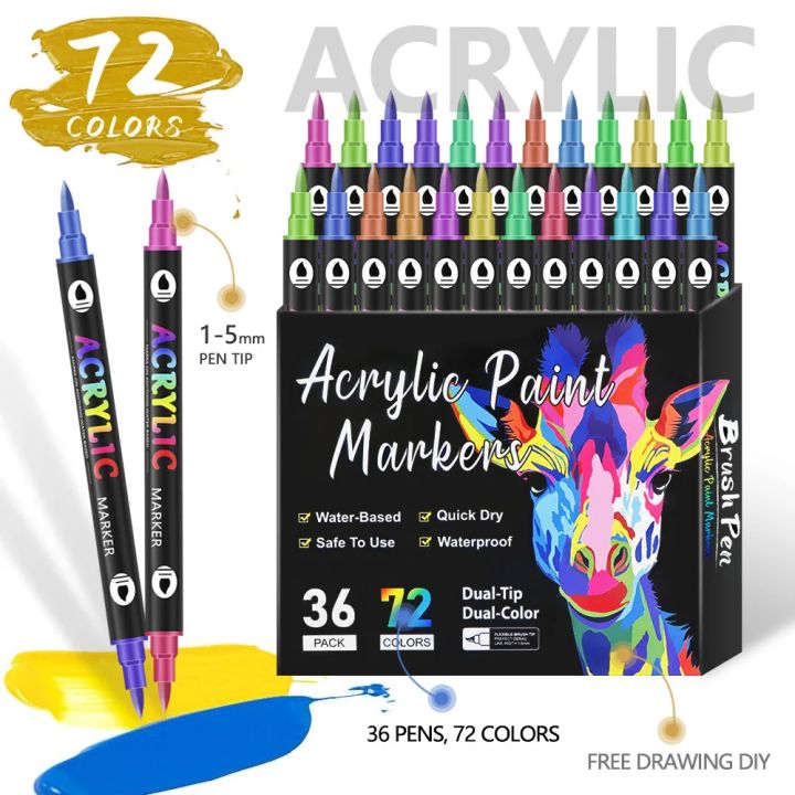 24/48/72%20Colors%20Acrylic%20Paint%20Markers,Dual%20Tip%20Pens%20With%20Dot%20Tip%20and%20Brush%20Tip%20for%20Rock%20Painting,Wood,Ceramic,Fabric,Canvas,DIY%20-%20Image%203