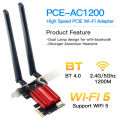 WiFi 5 PCI-E Wireless Adapter Network Card AC1200 Dual Band 2.4G/5GHz 802.11AC For Bluetooth 4.0 Desktop Laptop Windows 10. 