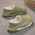 Winter Thickened Slip Resistant Lined Slippers Lightweight EVA Indoor Outdoor Home Leisure Shoes with Soft Fabric Lining.