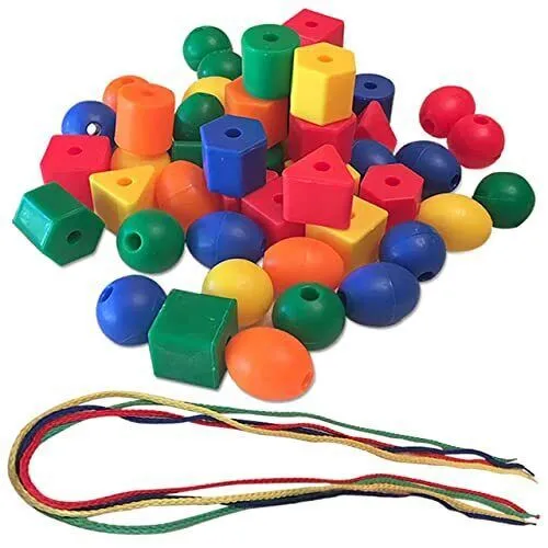 Threading Lacing Beads for Kids Toy for Pre School Beads with 4 strings Geometric Threading Puzzle Cognition Toys Daraz.pk