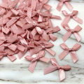 (50 Pcs) 4cmx4cm Fresh Pink Ribbon Bows Small Size Polyester Satin Ribbon Bow Flower Handwork DIY Craft Decoration. 