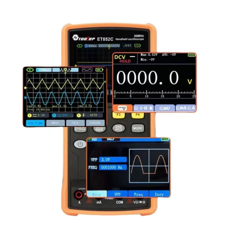 TOOLTOP%20ET852C%202CH%2050MHz%20Handheld%20Digital%20Oscilloscope%2025000%20Counts%20True%20RMS%20Multimeter%20Signal%20Generator%20128K%20Storage%20Depth%20-%20Image%205