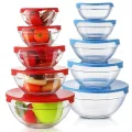 5 Pieces Glass Bowl Set / Air Tight lid / Red Cherry / 5 pcs Fresh Box set. 