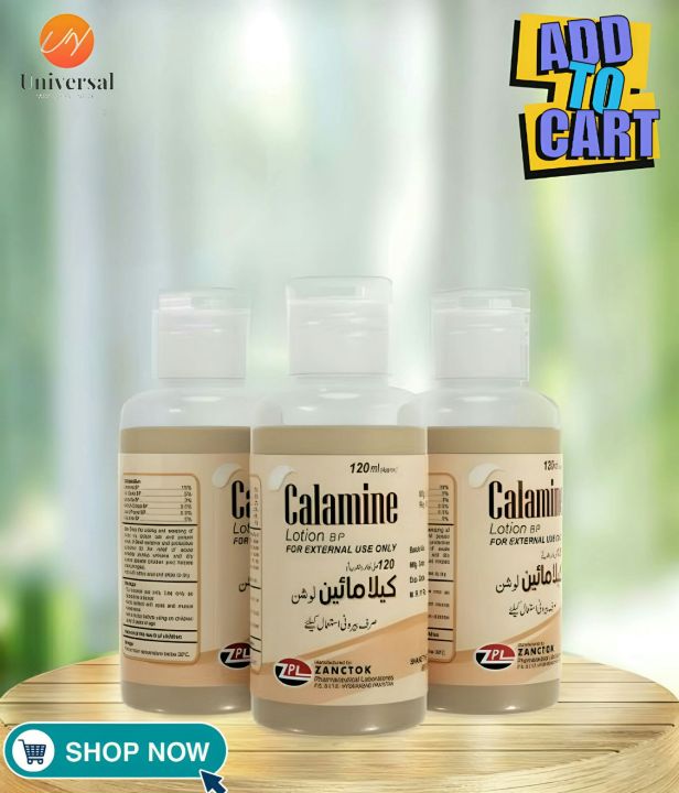 Calamine Lotion 120ml Solution Of Every Skin Allergy To Relieve The itching,Redness, Pain, And Discomfort of Minor Skin Irritations