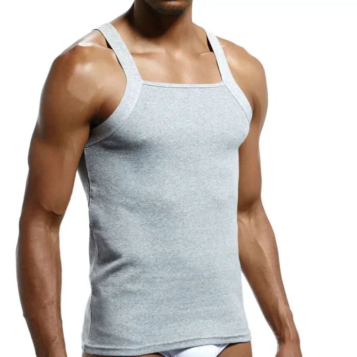 Men's%20Square%20Cut%20Tank%20Tops%20G-Unit%20Cotton%20Ribbed%20Casual%20Undershirts%20Muscle%20Tank%20Shirts%20Sleeveless%20Comfort%20Stretch%20Workout%20Vest%20-%20Image%204