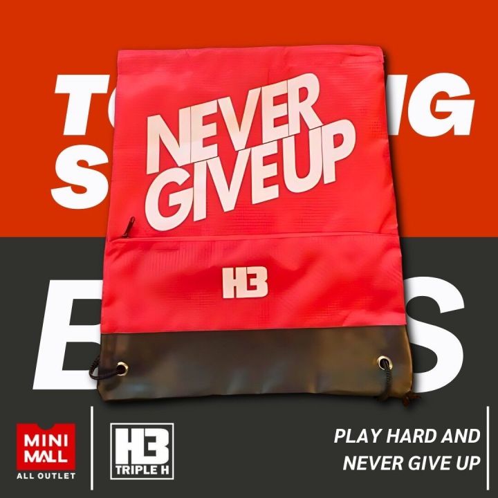 Mini Mall X H3 never give up brand clothing drawstring backpack shoe bag