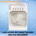 3-in-1 Portable Air Conditioner Fan Household - Mini Evaporative Cooler with Hydrocooling, Water Mist, 3 Speeds, and LED Light for Office or Home Use. 