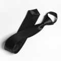 Super Slim Zipper Tie 5cm Black Satin Black Solid Ties Fashion Men Skinny Narrow Necktie for Wedding Party. 