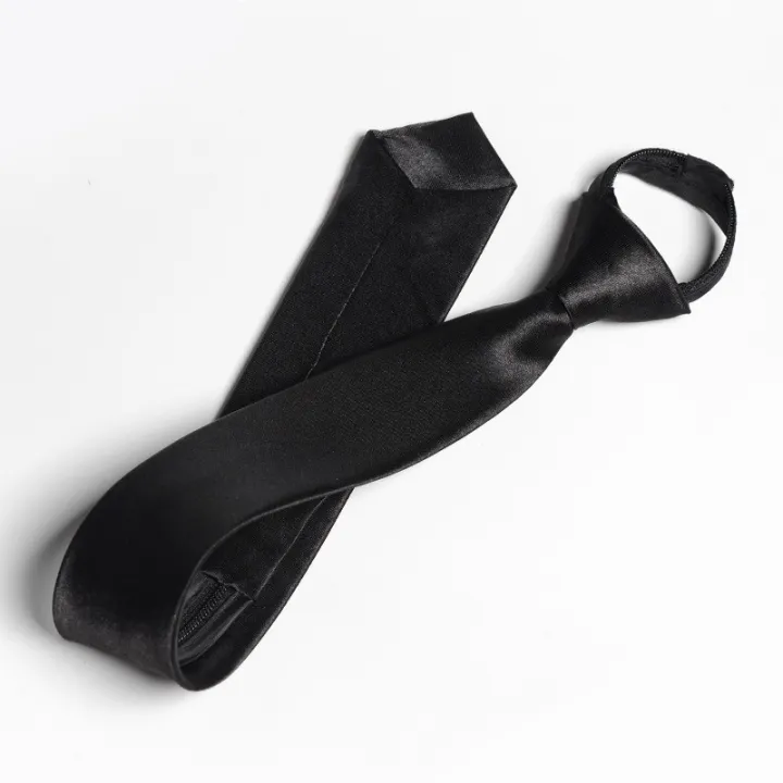 Super%20Slim%20Zipper%20Tie%205cm%20Black%20Satin%20Black%20Solid%20Ties%20Fashion%20Men%20Skinny%20Narrow%20Necktie%20for%20Wedding%20Party%20-%20Image%203