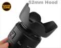 Lens Hood 52mm for Canon 50m 1.8 is ll,yn 50m 1.8 prime Nikon 18-55 vr ll. 