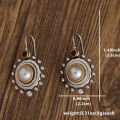Vintage Palace Baroque Pearl Earrings Temperament Earrings Classical Elegant Drop Hook Earrings 925 Silver Needle Earrings. 