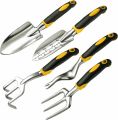 Nuoshen 5 Piece Gardening Tool Set, Heavy Duty Aluminum Garden Hand Tools, Small Trowel, Rake, Weeder, Spade, Cultivator, Digging Planting Weeding Farming Seeding Garden Tools Kit for Women, Family, Gardeners. 