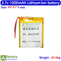 3.7V 1000mAh 49*41mm Lithium Ion Battery for Toys or Arduino Projects by Electrica. 