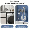 Stainless Steel Faucet Double Outlet Dual Control Water Tap One in Two Out Faucet 1/2" Bidet Faucets Bathroom Accessories. 