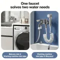 Stainless Steel Faucet Double Outlet Dual Control Water Tap One in Two Out Faucet 1/2" Bidet Faucets Bathroom Accessories. 