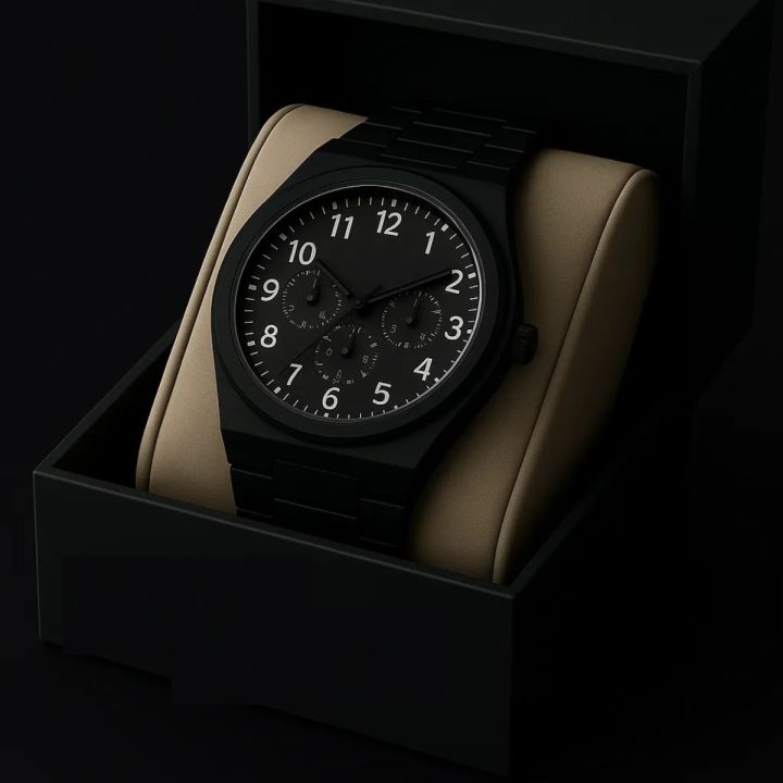 Trending Plastic Carbon Fiber Look Body Watch | Full Black Colour Watch | Number Dial | Chornograph Look