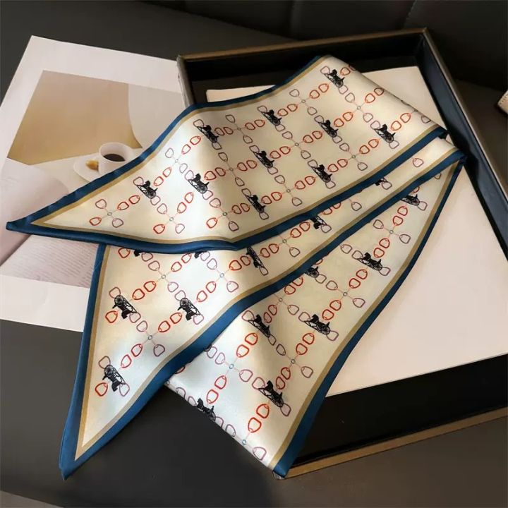 Women%E2%80%99s%20Oblique%20Silk%20Scarf,%20Silk-Like%20Double%20Layer%20Print,%20Versatile%20Neckerchief%20Shirt%20Accessory,%20Daily/Office%20Versatile%20-%20Image%203