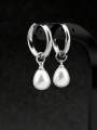 1 Pair Stainless Steel Waterproof And Non-Fading Stylish Women's Water Droplet Pearl Hoop Earrings, Suitable For Women's Daily. 