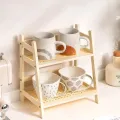 Double Layer Bamboo Rack 2-Tier Desktop Organizer Display Racks Office Stationary Office Storage Makeup Organizion for Vanity. 