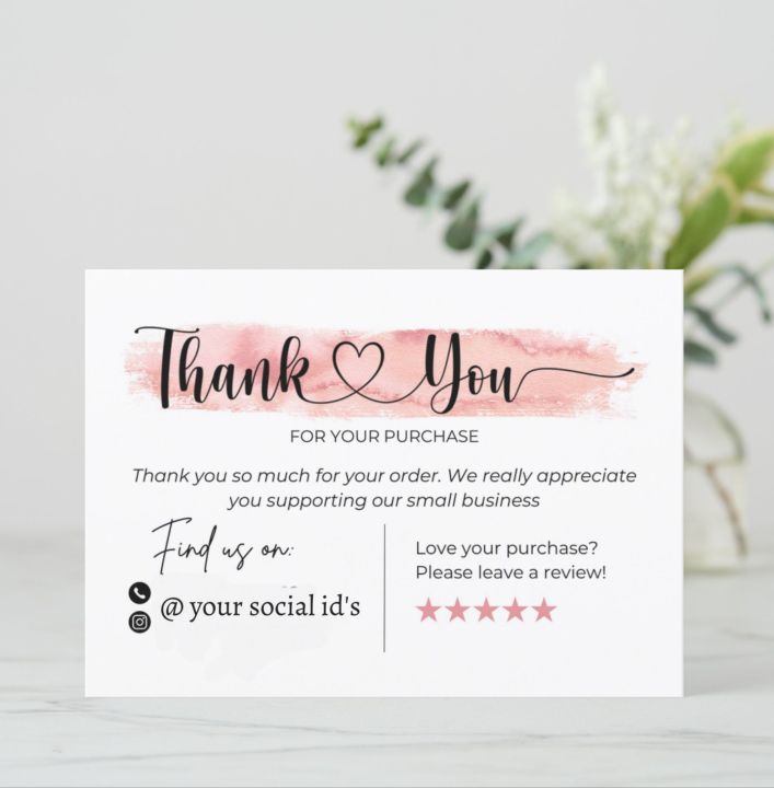 Pack of 100 thank you cards potrait packaging small business card