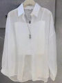 Plus Size Women’s Tops 2025 Summer Breathable and Sun-Proof Ice Silk Button Thin Loose Sheer Chiffon Blouses Shirts Long Sleeve.