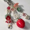 Cute Strawberry Bow Keychain Y2K Coquettish Fairytale Lily of the Valley Handbag Pendant Key Ring Jewelry Accessories Girls . 