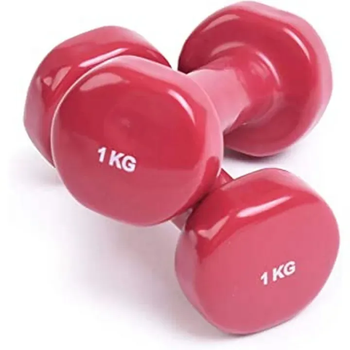 yoga dumbbells - pair 1kg of vinyl dumbbells set ladies training home gym