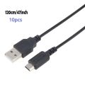10-Pack USB Charging Cord for 3DS, NDSL, NDSi & DS Lite - 1.2m Black Power Cable Wire.
