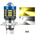 1pc H4 BA20D H6 LED Motorcycle Headlight CSP Dual Color White Yellow Hi Lo Beam Lens Fog Lamp for Motobike Scooter Running Light. 