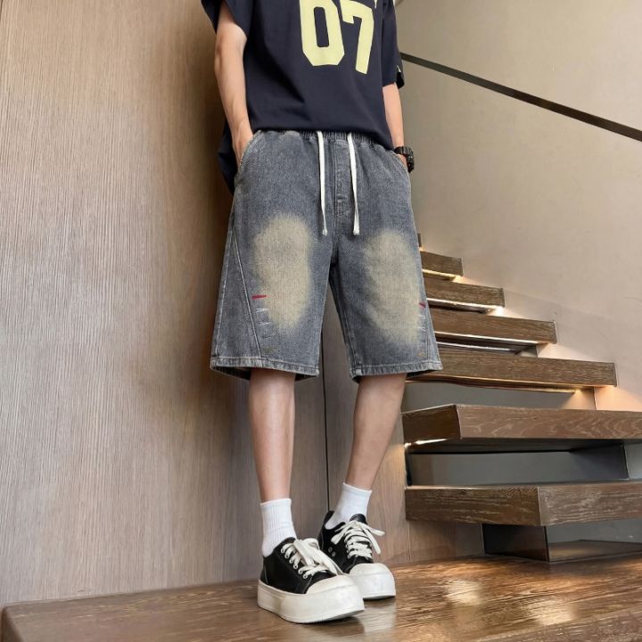 Mens%20Shorts%20American%20High%20Street%20Embroidered%20Denim%20Summer%20Lightweight%20Loose%20Fit%20Casual%20Bottoms%20-%20Image%204