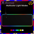 Iremax RGB gaming mouse pad black gaming mouse pad speed mouse pad with RGB light glowing Symphony game led mouse pad with lights 7colors. 