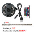 2M LED Light String 60 Leds Computer Desk DIY Backlight 24 Key Remote Control RGB Multicolor Tape Home Decoration Light Strip. 