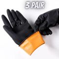 3 Pair Industrial Safety Hand Gloves, Resist Oils, Acids, Detergents & Most Chemicals. 