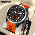 SANDA Sports Men's Electronic Watch Fashion Multi functional Waterproof LED Dual Display Men's Electronic Watch 3379. 