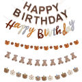 Bear Happy Birthday Banner Cute Bear Paper Birthday Bunting Banner Hanging Garland for Kids Baby shower 1st First Birthday Decor. 